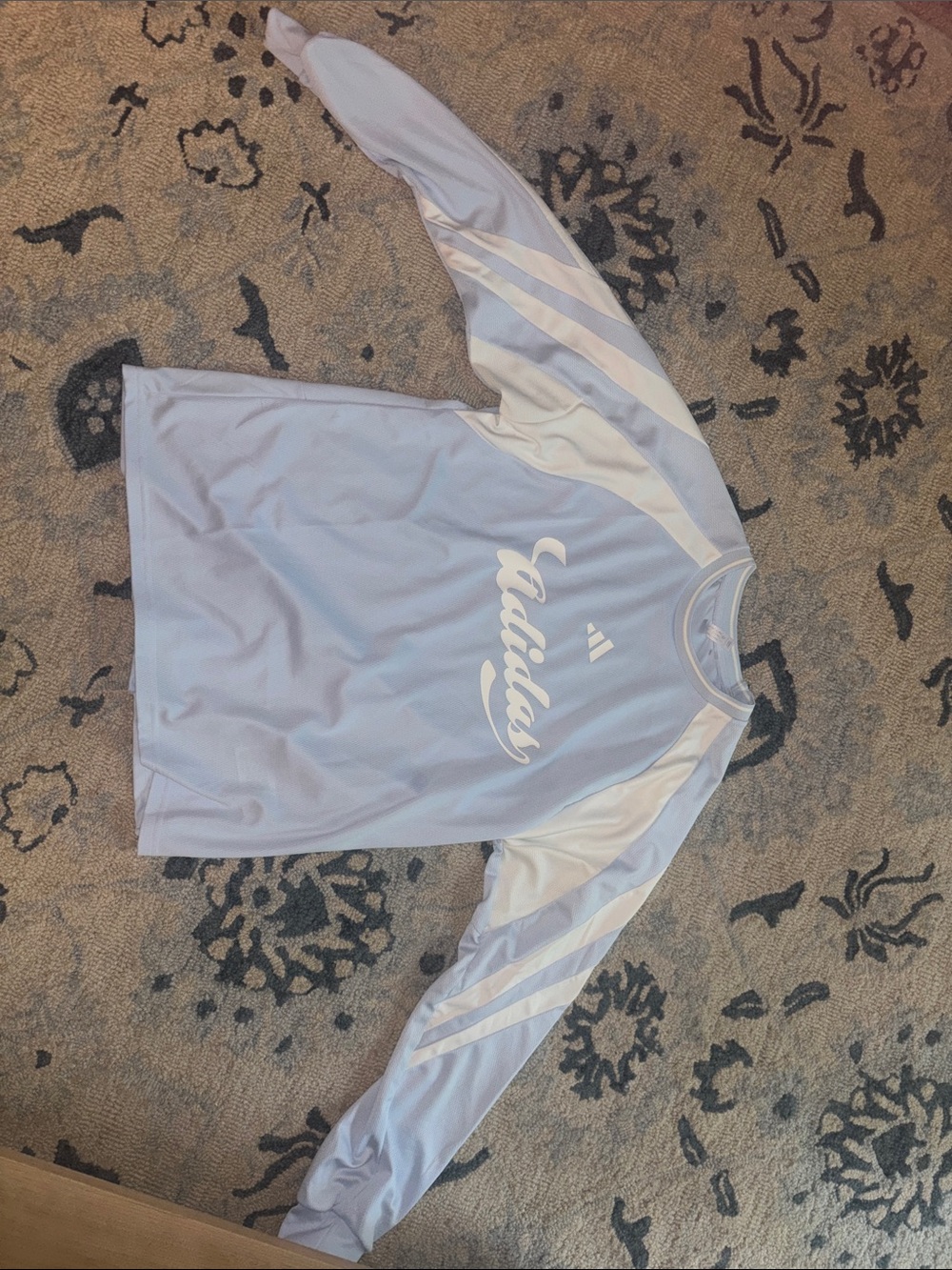 adidas Pale Blue Crew Sweatshirt with White Accents